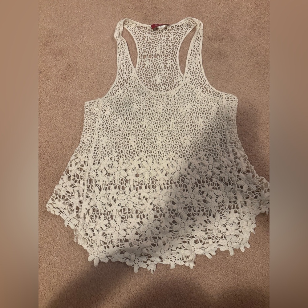 Panhandle Elegant White Crochet Lace Tank Top size small